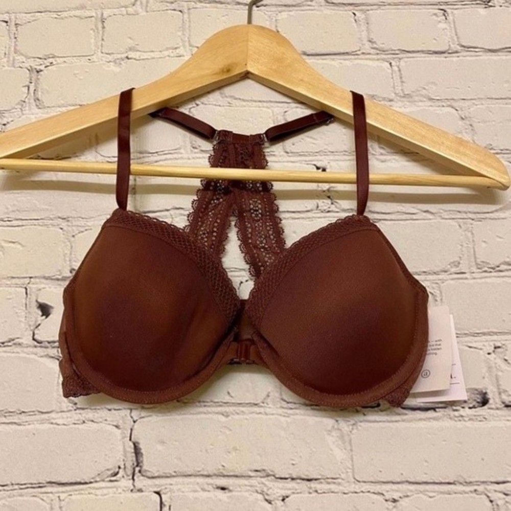 Auden The Ace Demi Racerback Bra Burgundy Mist NWT